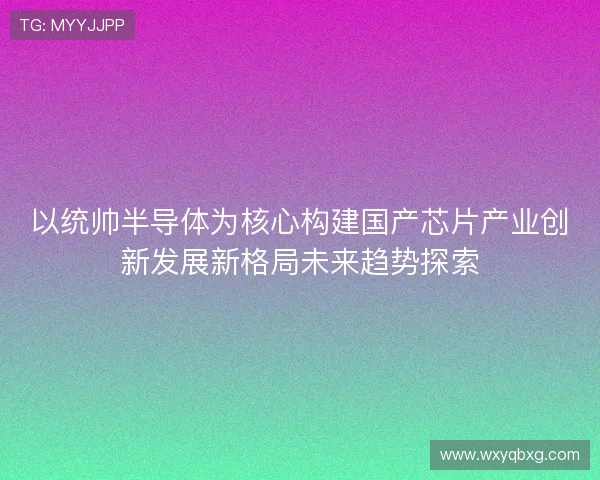 以统帅半导体为核心构建国产芯片产业创新发展新格局未来趋势探索